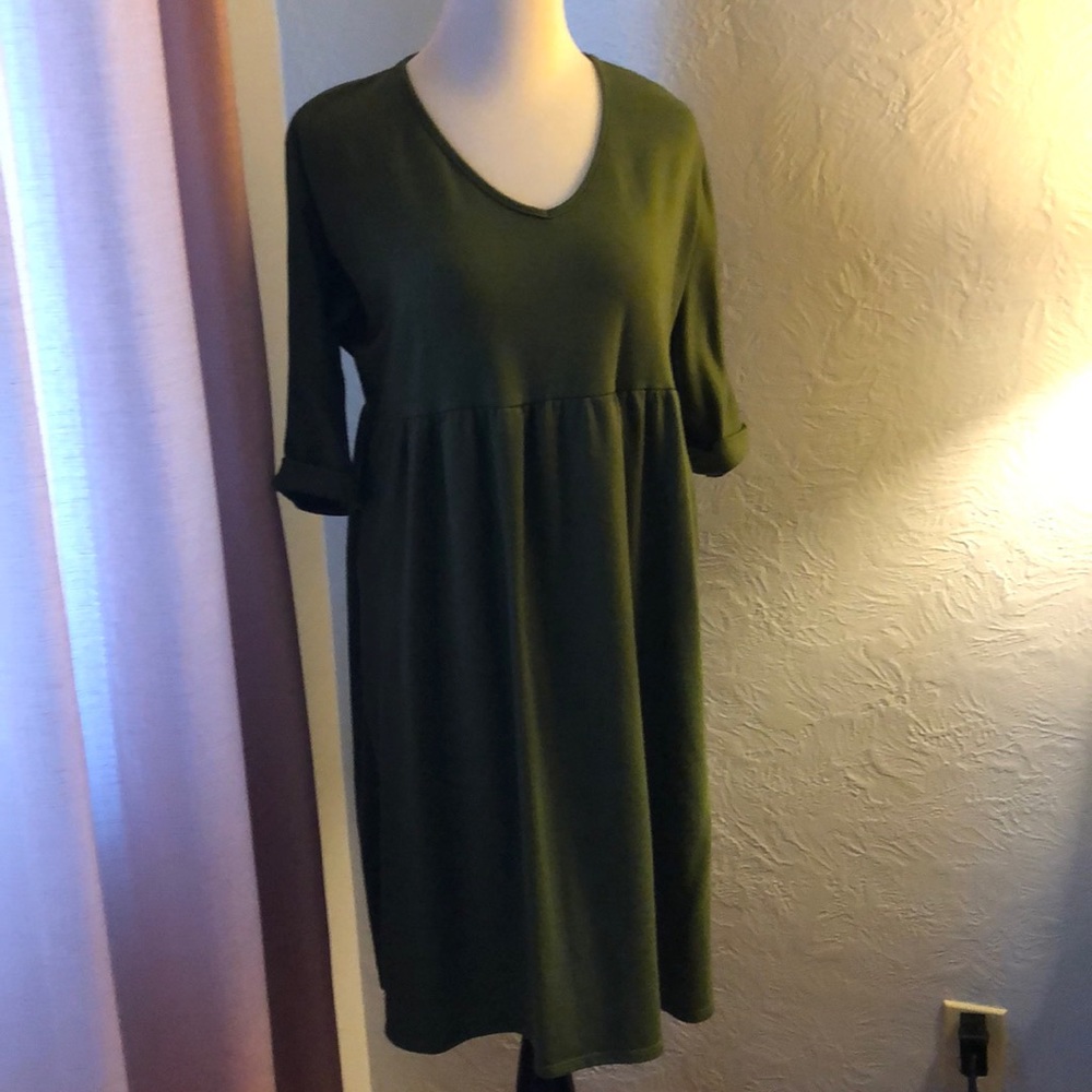 Army green casual dress - maternity friendly